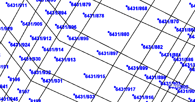 Parcela st. 6431/897 v KÚ Dambořice, Katastrální mapa