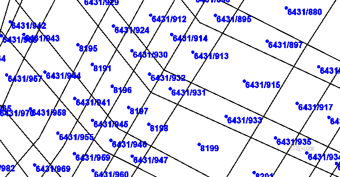 Parcela st. 6431/931 v KÚ Dambořice, Katastrální mapa
