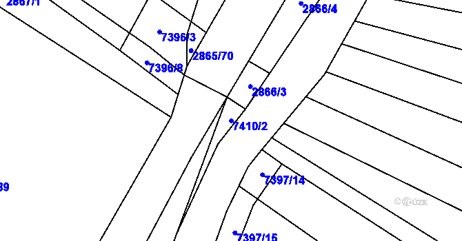 Parcela st. 7410/2 v KÚ Dambořice, Katastrální mapa