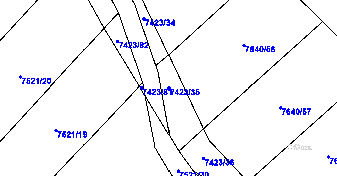 Parcela st. 7423/35 v KÚ Dambořice, Katastrální mapa
