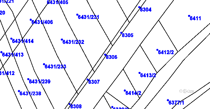 Parcela st. 8306 v KÚ Dambořice, Katastrální mapa
