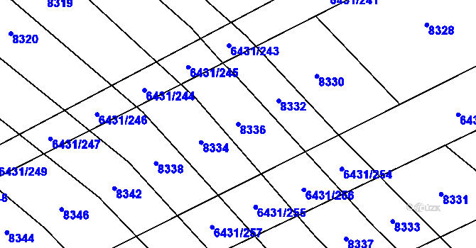 Parcela st. 8336 v KÚ Dambořice, Katastrální mapa