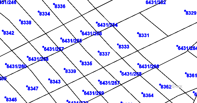 Parcela st. 8337 v KÚ Dambořice, Katastrální mapa