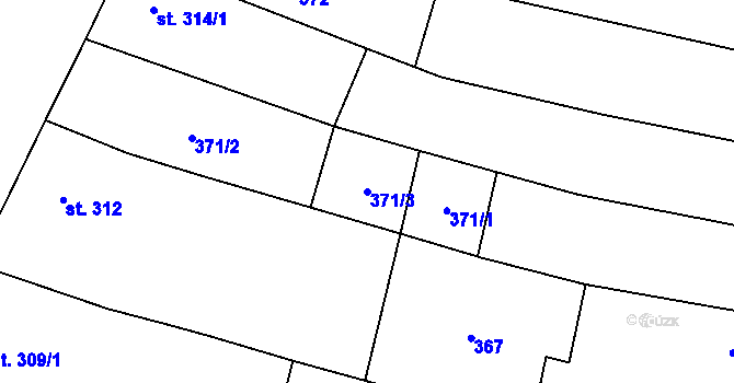 Parcela st. 371/3 v KÚ Dambořice, Katastrální mapa