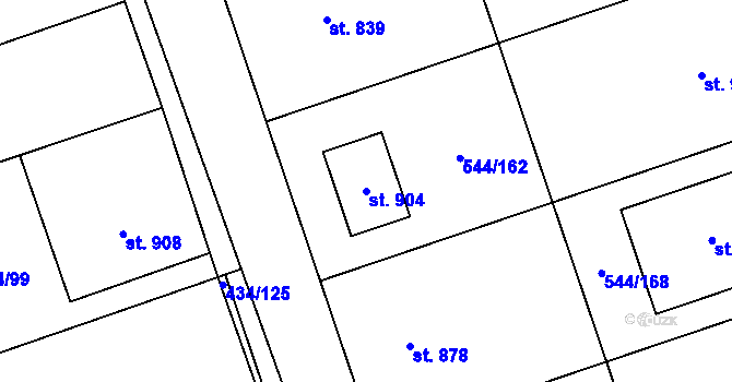 Parcela st. 904 v KÚ Dambořice, Katastrální mapa