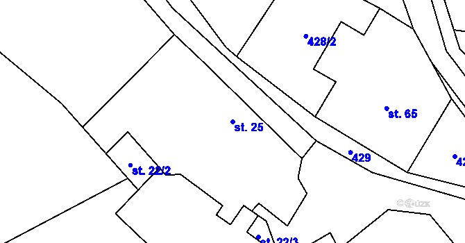 Parcela st. 25 v KÚ Daměnice, Katastrální mapa