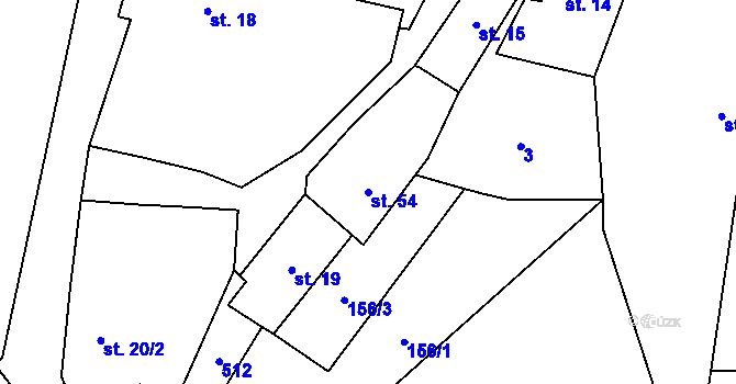 Parcela st. 54 v KÚ Damíč, Katastrální mapa