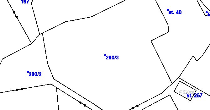 Parcela st. 200/3 v KÚ Damíč, Katastrální mapa