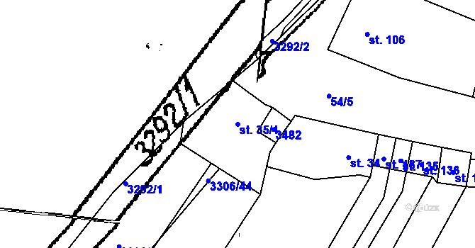 Parcela st. 35/1 v KÚ Damnice, Katastrální mapa