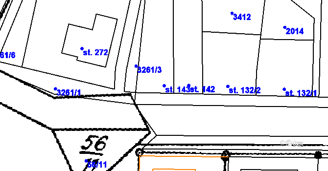 Parcela st. 143 v KÚ Damnice, Katastrální mapa