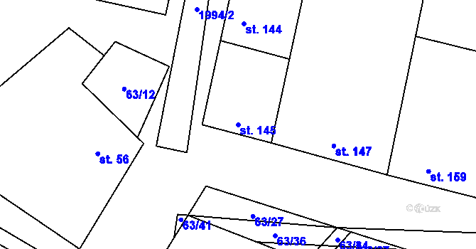 Parcela st. 145 v KÚ Damnice, Katastrální mapa