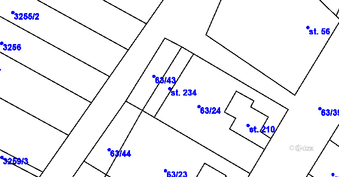 Parcela st. 234 v KÚ Damnice, Katastrální mapa