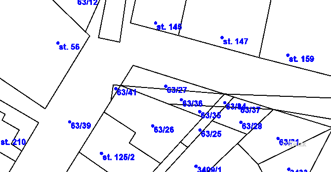 Parcela st. 63/27 v KÚ Damnice, Katastrální mapa