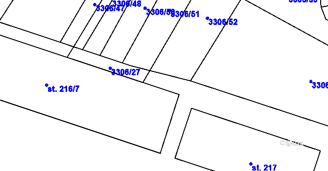 Parcela st. 3306/29 v KÚ Damnice, Katastrální mapa