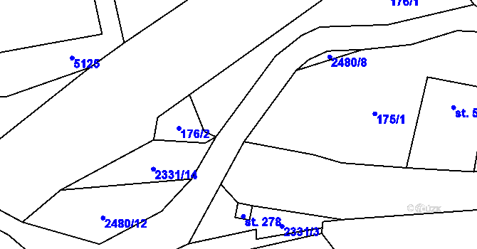 Parcela st. 175/3 v KÚ Damníkov, Katastrální mapa