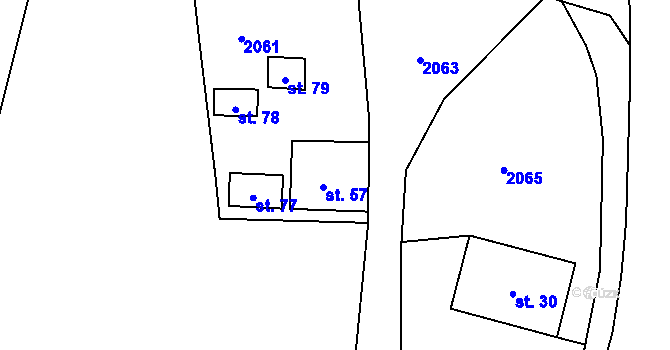 Parcela st. 57 v KÚ Trpík, Katastrální mapa