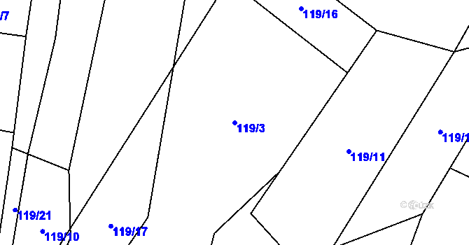 Parcela st. 119/3 v KÚ Trpík, Katastrální mapa