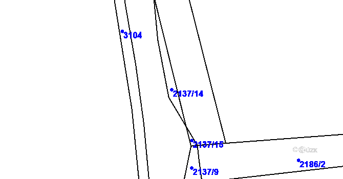 Parcela st. 2137/14 v KÚ Damnov, Katastrální mapa