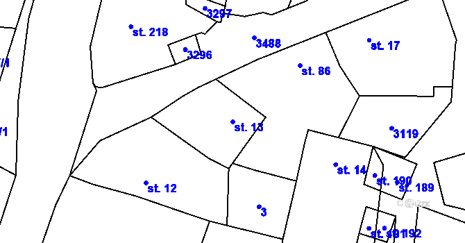 Parcela st. 13 v KÚ Damnov, Katastrální mapa