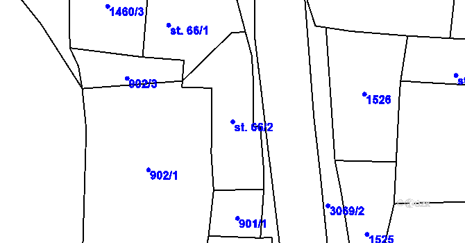 Parcela st. 66/2 v KÚ Damnov, Katastrální mapa