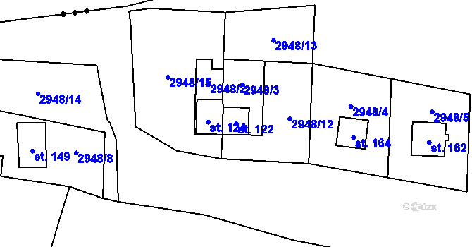 Parcela st. 122 v KÚ Damnov, Katastrální mapa