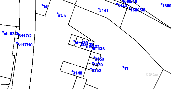 Parcela st. 137 v KÚ Damnov, Katastrální mapa