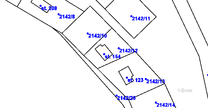 Parcela st. 154 v KÚ Damnov, Katastrální mapa