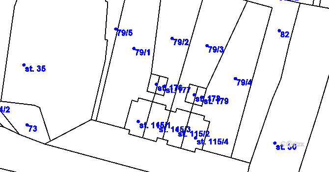 Parcela st. 177 v KÚ Damnov, Katastrální mapa