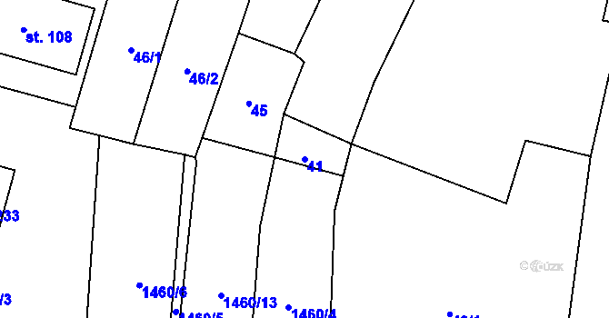 Parcela st. 41 v KÚ Damnov, Katastrální mapa