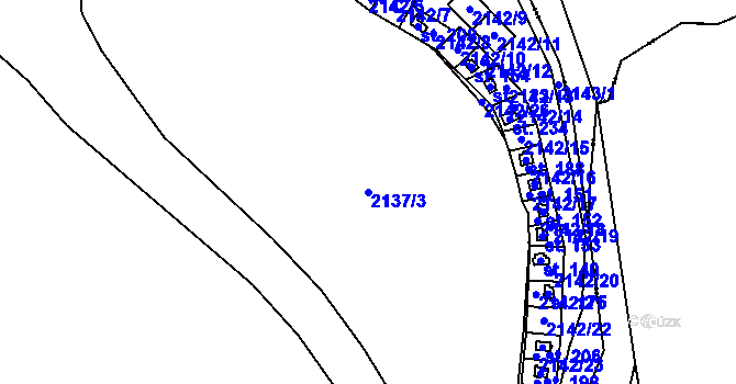 Parcela st. 2137/3 v KÚ Damnov, Katastrální mapa