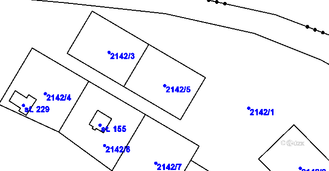 Parcela st. 2142/5 v KÚ Damnov, Katastrální mapa