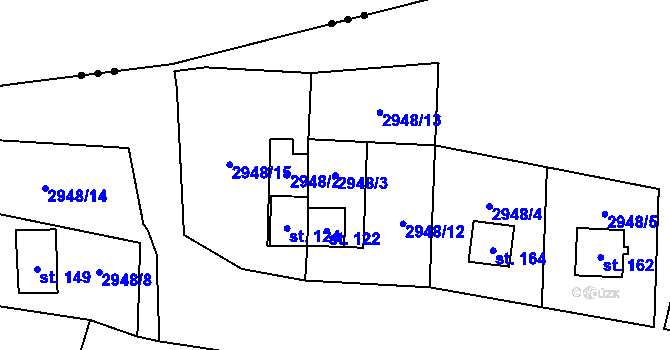 Parcela st. 2948/3 v KÚ Damnov, Katastrální mapa