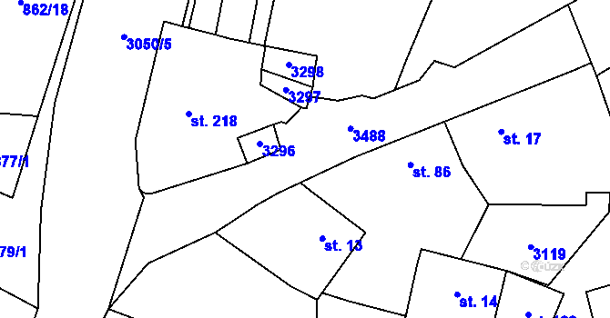 Parcela st. 3117/14 v KÚ Damnov, Katastrální mapa
