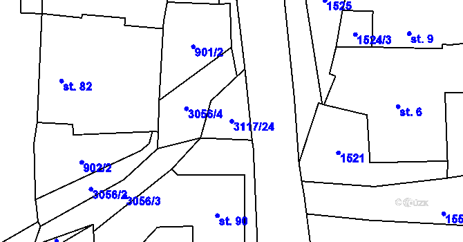 Parcela st. 3117/24 v KÚ Damnov, Katastrální mapa