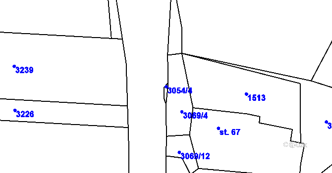 Parcela st. 3054/4 v KÚ Damnov, Katastrální mapa