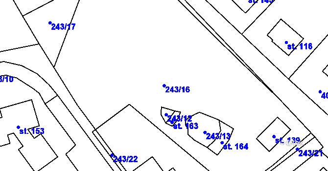 Parcela st. 243/16 v KÚ Daňkovice, Katastrální mapa