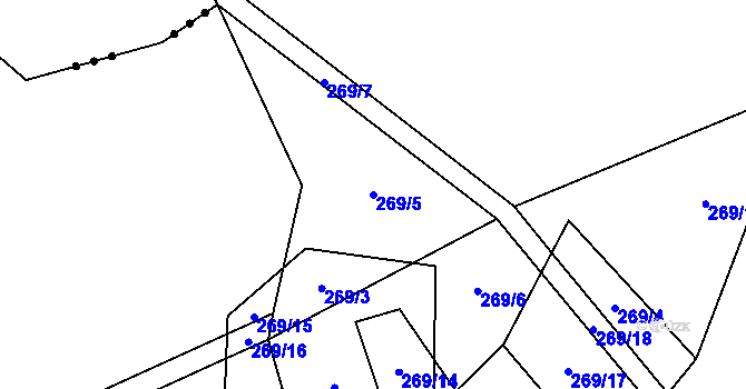Parcela st. 269/5 v KÚ Daňkovice, Katastrální mapa