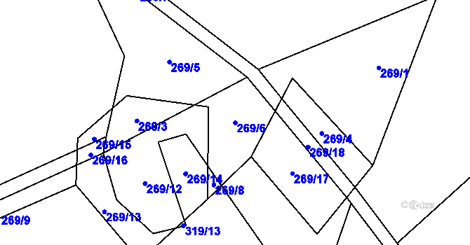 Parcela st. 269/6 v KÚ Daňkovice, Katastrální mapa