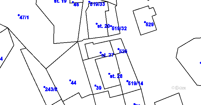 Parcela st. 27 v KÚ Daňkovice, Katastrální mapa