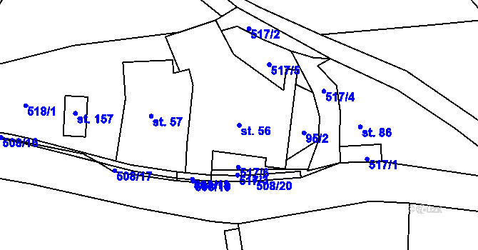 Parcela st. 56 v KÚ Daňkovice, Katastrální mapa