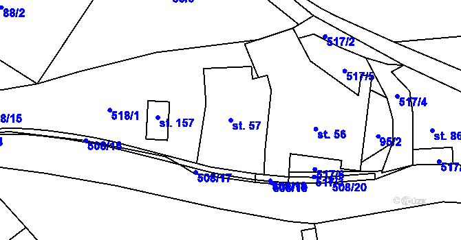 Parcela st. 57 v KÚ Daňkovice, Katastrální mapa