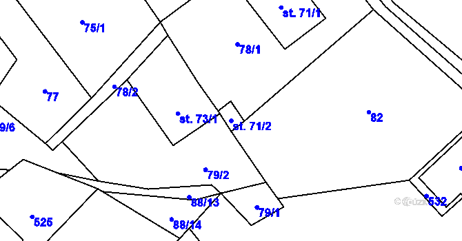 Parcela st. 71/2 v KÚ Daňkovice, Katastrální mapa