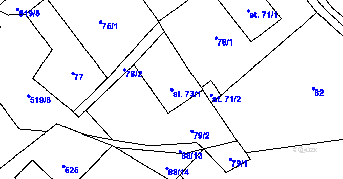 Parcela st. 73/1 v KÚ Daňkovice, Katastrální mapa