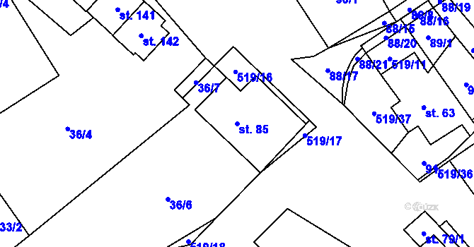 Parcela st. 85 v KÚ Daňkovice, Katastrální mapa
