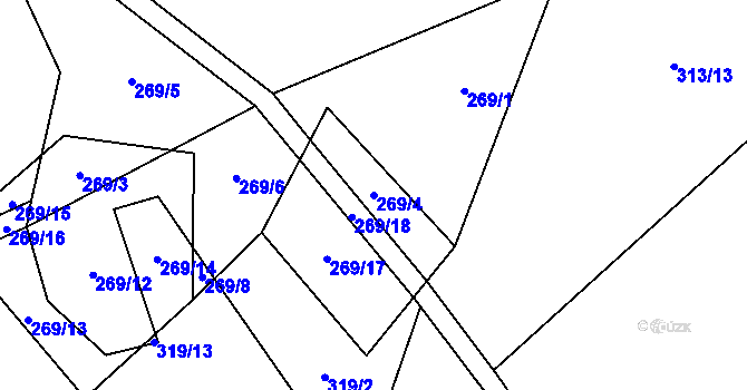 Parcela st. 269/4 v KÚ Daňkovice, Katastrální mapa