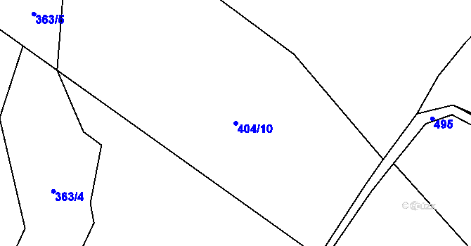 Parcela st. 404/10 v KÚ Daňkovice, Katastrální mapa