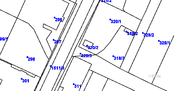 Parcela st. 320/2 v KÚ Darkovice, Katastrální mapa