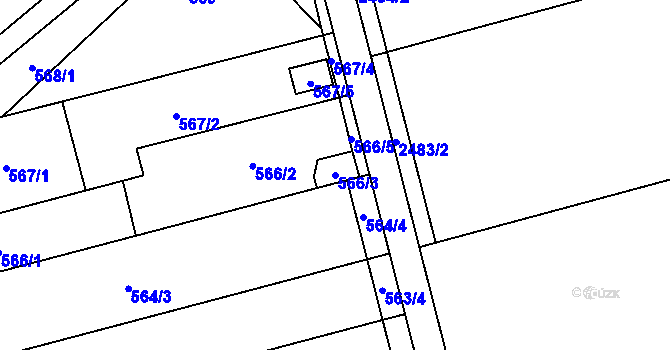 Parcela st. 566/3 v KÚ Darkovice, Katastrální mapa