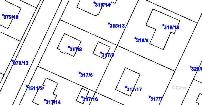 Parcela st. 317/9 v KÚ Darkovice, Katastrální mapa