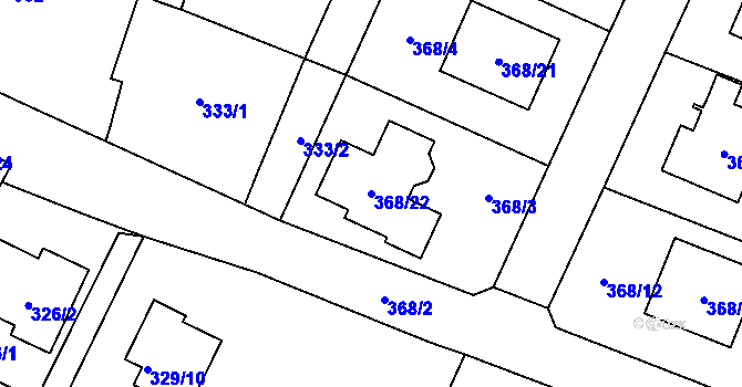 Parcela st. 368/22 v KÚ Darkovice, Katastrální mapa